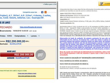 Anúncio do triplex diz que “existe um elevador que integra os três andares”