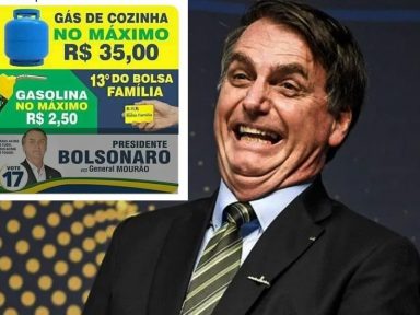 Estelionato eleitoral: Bolsonaro prometeu gasolina a R$ 2,50 e gás a R$ 35,00
