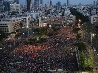 Ato contra anexação de território palestino reúne árabes e judeus em Tel Aviv