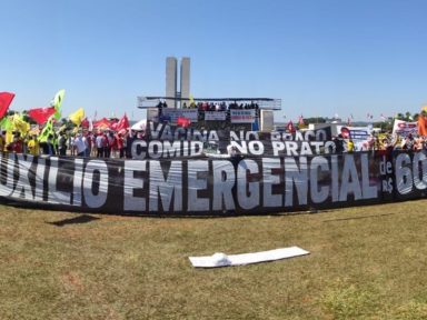 Centrais protestam em Brasília por vacina e contra política de fome de Bolsonaro