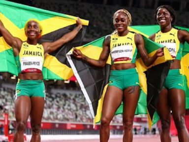 Jamaica ocupa todo o pódio na prova feminina dos 100 metros rasos