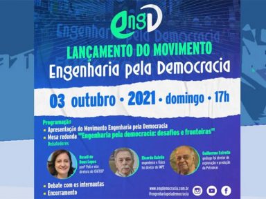 Movimento “Engenharia pela Democracia” realiza ato de lançamento no próximo domingo, dia 3