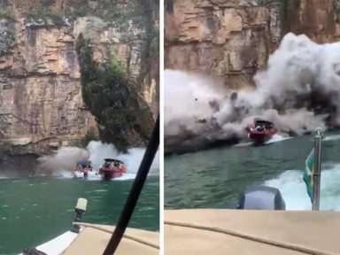 Bombeiros encontram as 10 vítimas da queda de paredão no cânion de Capitólio-MG