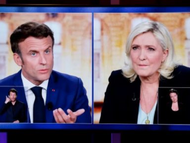Pesquisas de antevéspera da eleição apontam Macron com 55% e Le Pen com 45%