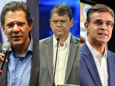Haddad lidera com 29%. Tarcísio com 12% e Rodrigo com 9% seguem na disputa em SP, aponta IPEC