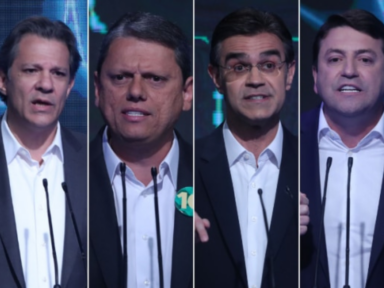 Tarcísio é criticado por apoiar Cunha e candidato “que bate em mulher” no debate do SBT
