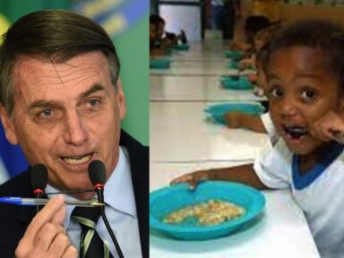 Jair veta o reajuste da merenda e diz que criança comer “contraria interesse público”