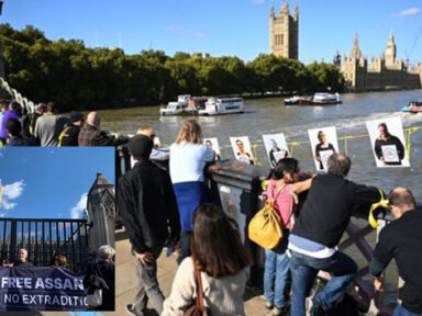 Milhares cercam o Parlamento britânico pela imediata libertação de Assange