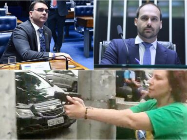 Filhos de Bolsonaro apoiam farsa e ataque  de Zambelli, com arma de fogo, contra jornalista negro