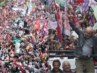 Multidão aclama Lula e Alckmin na Paulista na véspera da eleição