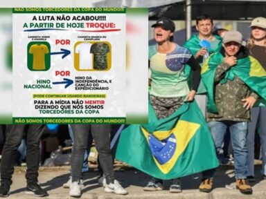 Bolsonaristas mostram desprezo à camisa da Seleção e ao Hino Nacional e querem trocá-los