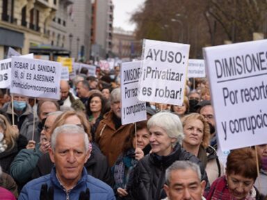 Trabalhadores tomam as ruas de Madri em defesa da Saúde Pública
