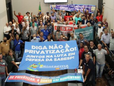 Sindicato convoca entidades e população para ato contra a privatização da Sabesp nesta terça