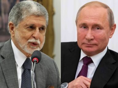 Brasil envia Amorim ao Kremlin e o ex-chanceler foi recebido por Vladimir Putin e Serguei Lavrov