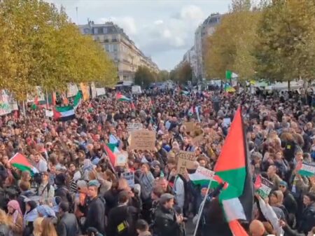 Paris faz uma das maiores manifestações da Europa pela Palestina e contra a barbárie de Israel