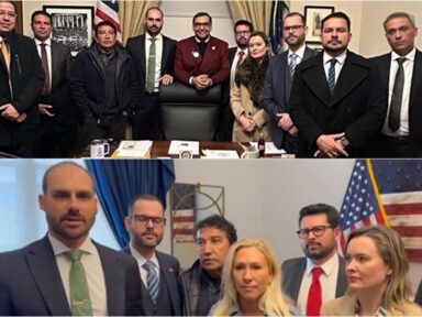 Grupo bolsonarista faz intrigas contra o Brasil e se reúne com corrupto em viagem aos EUA