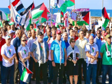 Presidente cubano lidera marcha de apoio aos palestinos e repúdio ao genocídio de Israel