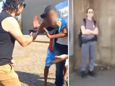 Homem armado ameaça jovem negro em SP enquanto policial fica de braços cruzados