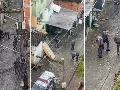 Policiais são filmados recolhendo objetos de local onde criança foi baleada no olho em Paraisópolis