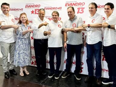 Elmar e Brito participaram do ato de Evandro Leitão (PT) em Fortaleza