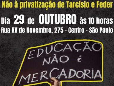 Estudantes de SP convocam ato na Bolsa de Valores contra privatização de escolas por Tarcísio