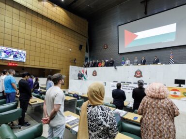 Ato na Assembleia Legislativa de São Paulo condena genocídio de palestinos