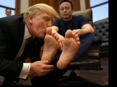 Viraliza vídeo fake que mostra Trump lambendo os pés do trilionário Musk