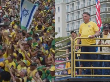 Em ato fracassado, Bolsonaro, adornado com bandeira dos EUA, pede anistia para golpismo