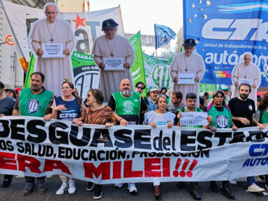 Trabalhadores argentinos repudiam Milei e enaltecem Francisco: “o trabalho é sagrado!”