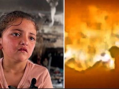 Criança palestina escapa das chamas, mas perde toda família em bombardeio israelense a escola