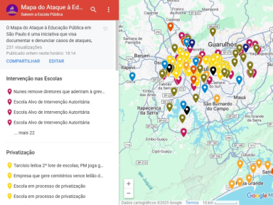 Mapa revela avanço da privatização, militarização e desmonte das escolas públicas de São Paulo