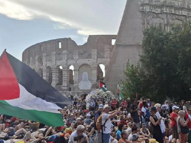 50 mil em Roma condenam genocídio em Gaza e ataque ao Irã por EUA e Israel