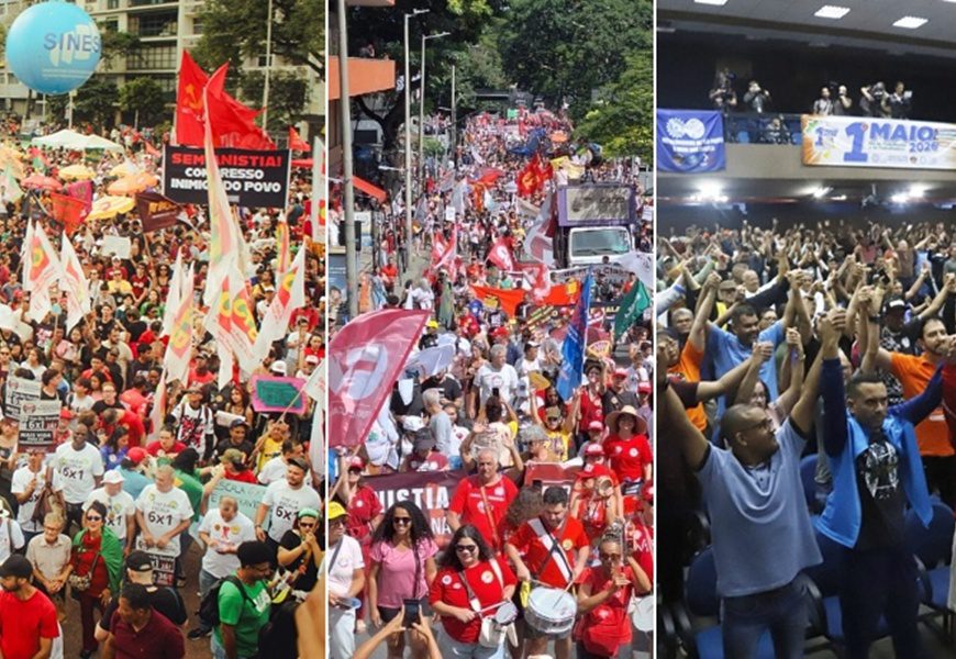 1º de Maio: atos das Centrais mobilizam trabalhadores pelo fim da escala 6×1, menos juros e direitos